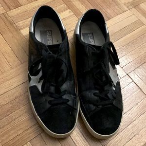WOMENS GOLDEN GOOSE SNEAKERS, black and silver, size 38